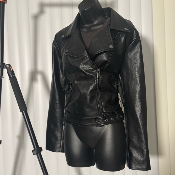Elodie Faux Leather Moto Jacket – Black - Picture 2 of 3